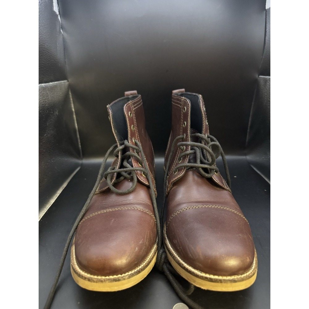 Men's Leather Brogue Cap Toe Boots Wine Brown Size 10 Made‎ in India